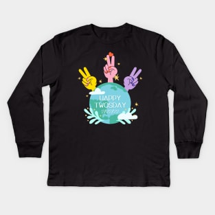 Happy Twosday 2/22/22 Kids Long Sleeve T-Shirt